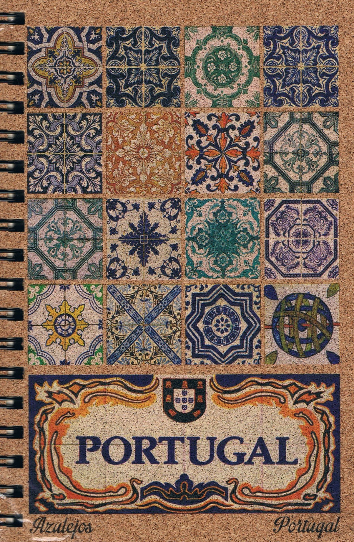 Portugal Azulejo Patchwork Cork-Cover Spiral Notepad