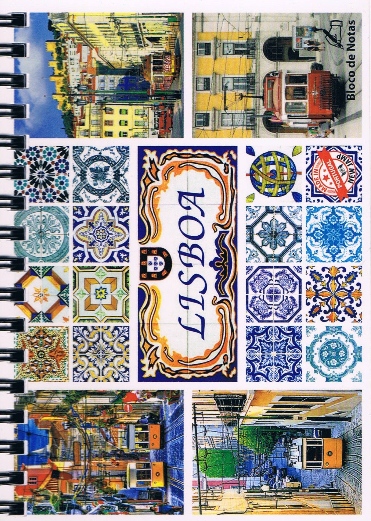 Lisboa Azulejos & Trams Mosaic Premium Spiral Notepad