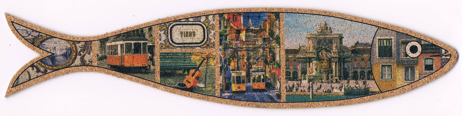 Lisbon Trams, Fado and Arch Sardine-Shaped Cork Bookmark