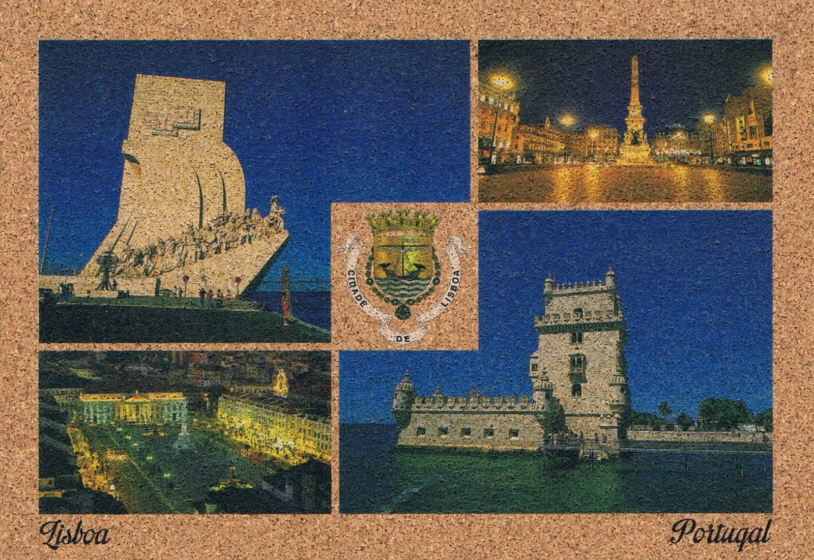 Lisbon Discoveries Monument and Belém Tower Cork Postcard
