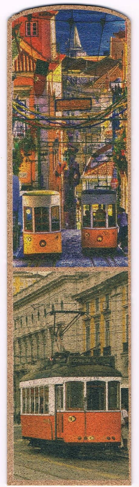 Lisbon Trams on Historic Streets Cork Bookmark