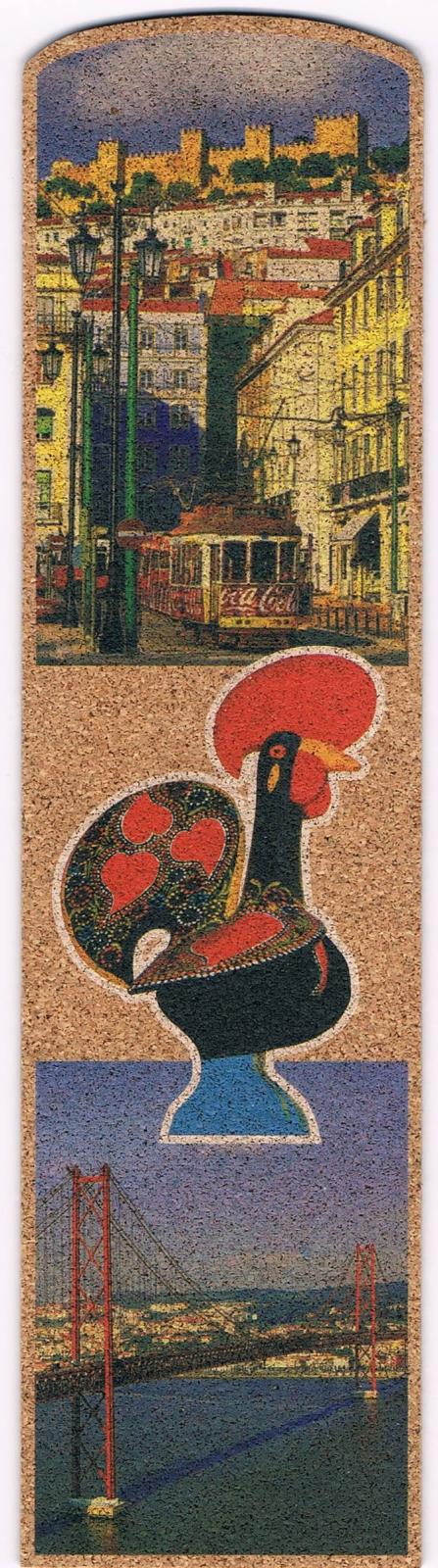 Lisbon Tram, Galo de Barcelos and 25 de Abril Bridge Cork Bookmark