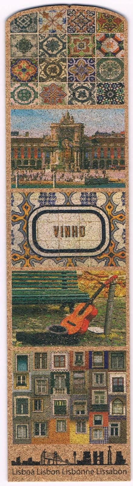 Lisbon Azulejos, Wine and Portuguese Guitar Cork Bookmark