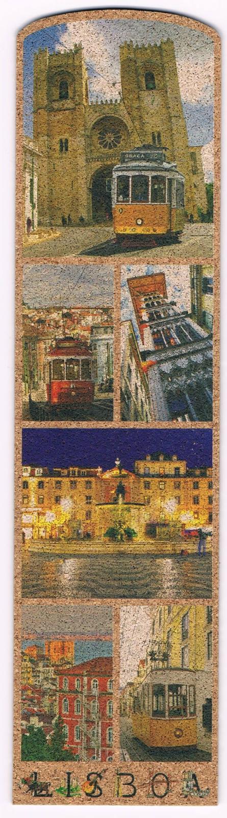 Lisbon Cathedral, Trams and Evening Square Cork Bookmark