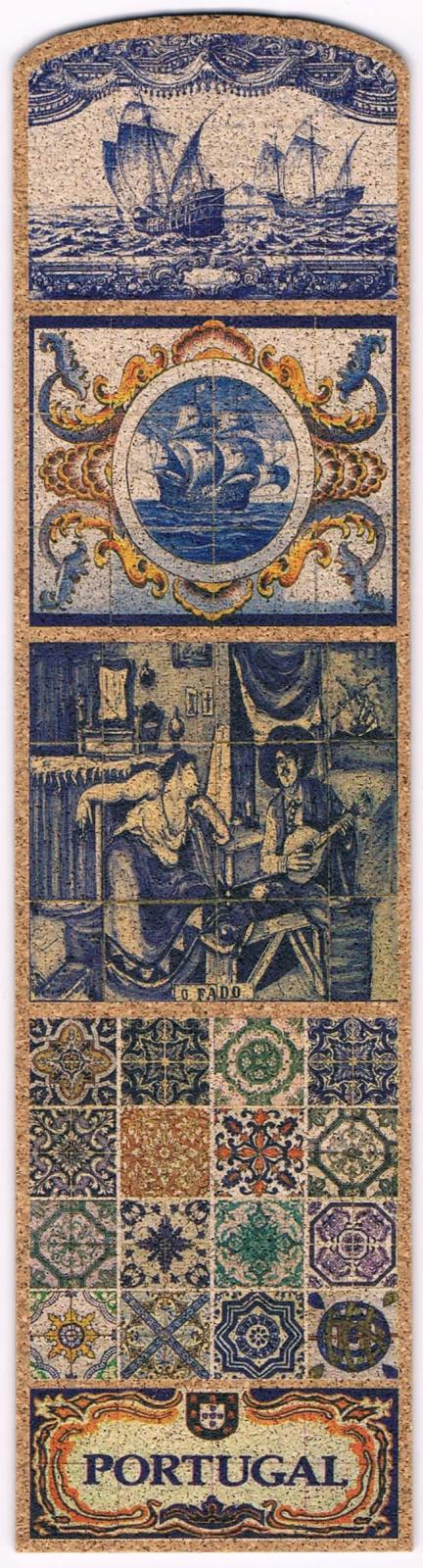 Portuguese Maritime Azulejos and Fado Cork Bookmark