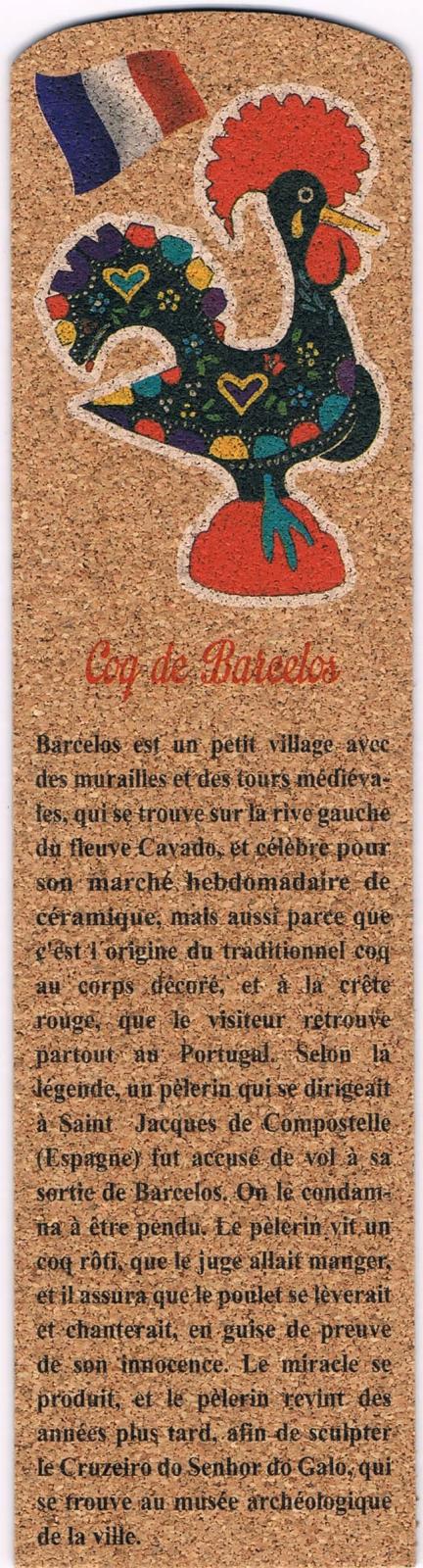 Galo de Barcelos Legend in French Cork Bookmark