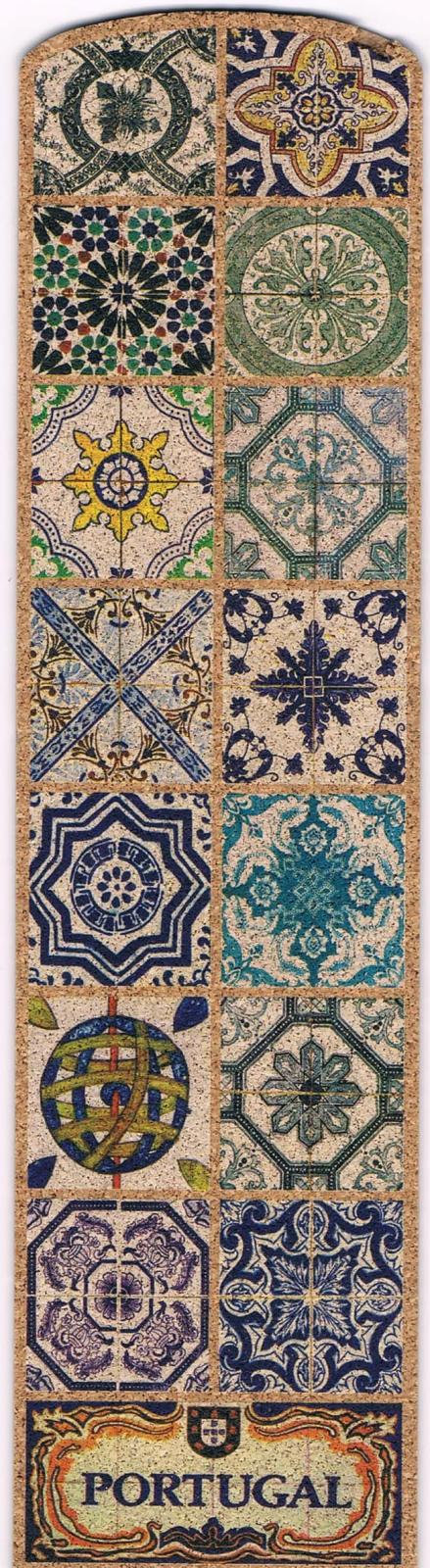 Portuguese Azulejo Medallions and Geometry Cork Bookmark