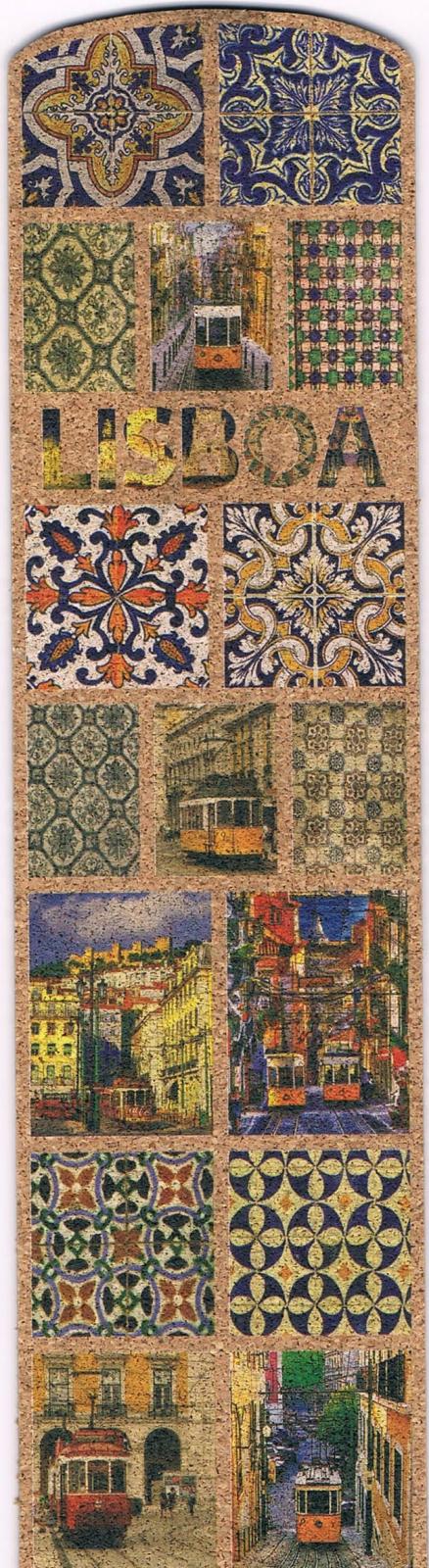 Lisboa Tram and Azulejo Patchwork Cork Bookmark