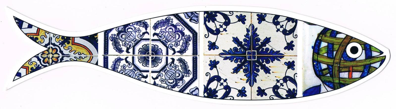 Classic Blue Portuguese Azulejos Sardine-Shaped Premium Bookmark