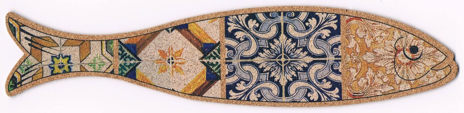 Traditional Ornamental Azulejos Sardine-Shaped Cork Bookmark