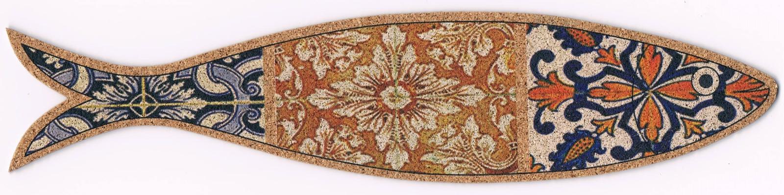 Floral Azulejo Panels Sardine-Shaped Cork Bookmark