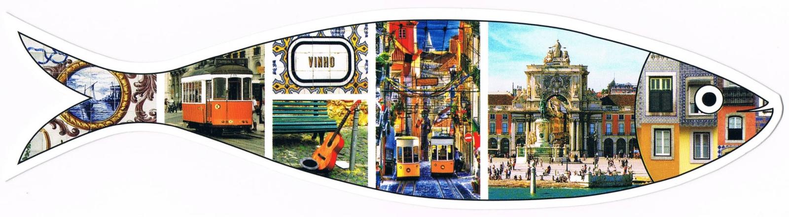Lisbon Trams, Guitar and Rua Augusta Arch Sardine-Shaped Premium Bookmark