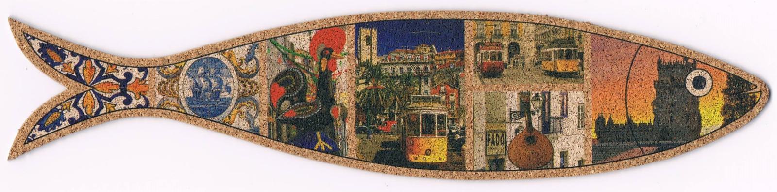 Lisbon Heritage and Rooster Sardine-Shaped Cork Bookmark