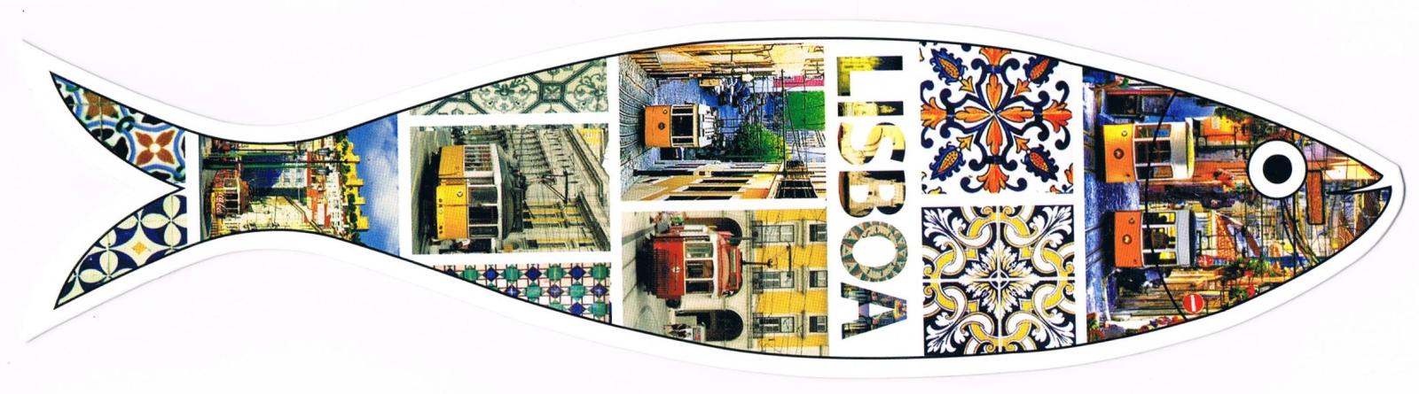 Lisbon Trams and Azulejos Sardine-Shaped Premium Bookmark