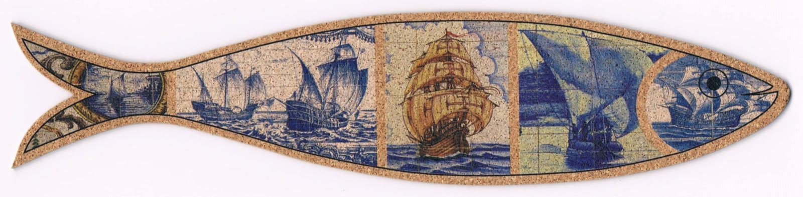 Historic Sailing Ships Sardine-Shaped Cork Bookmark