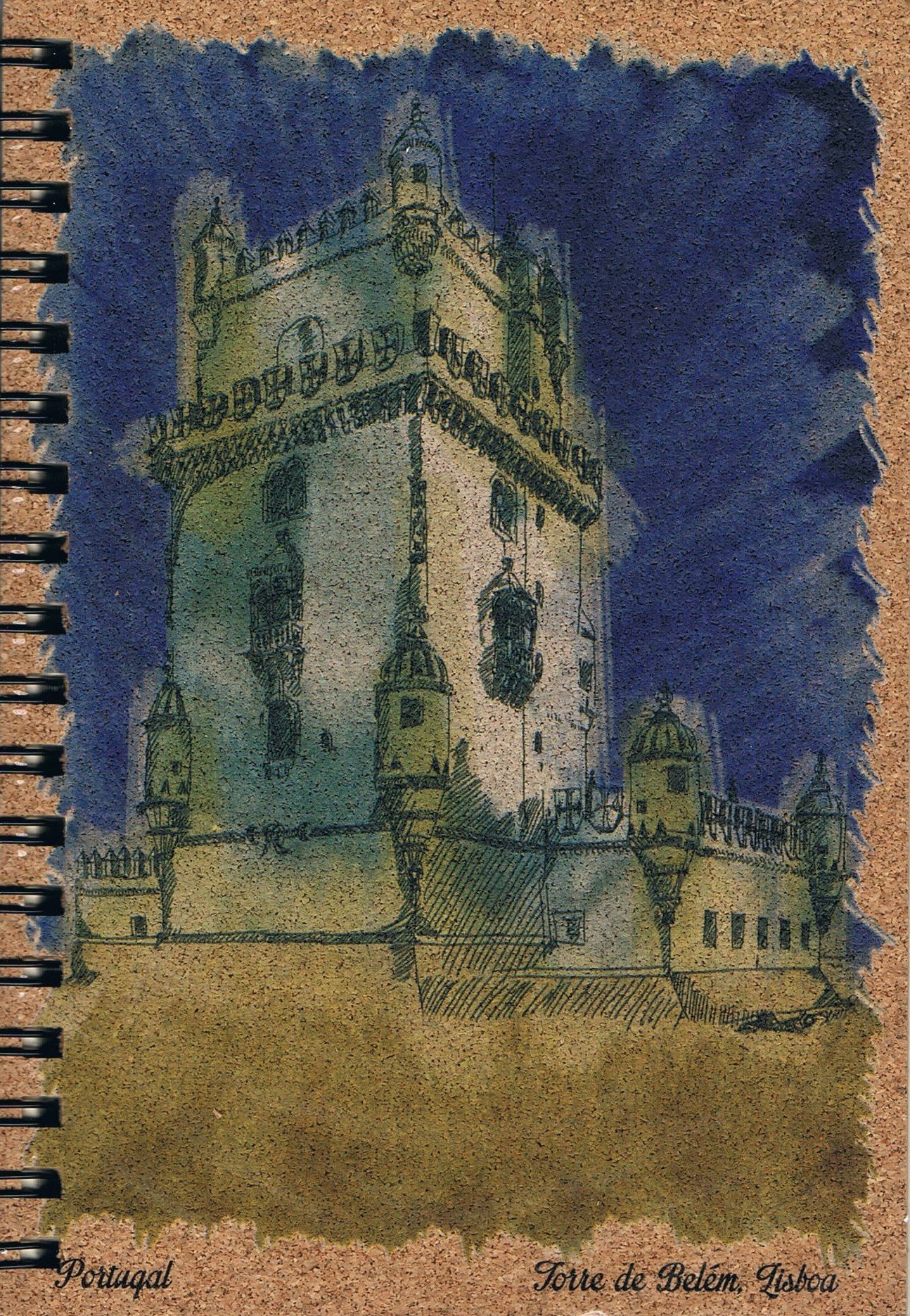 Belém Tower Illustrated Cork-Cover Spiral Notepad