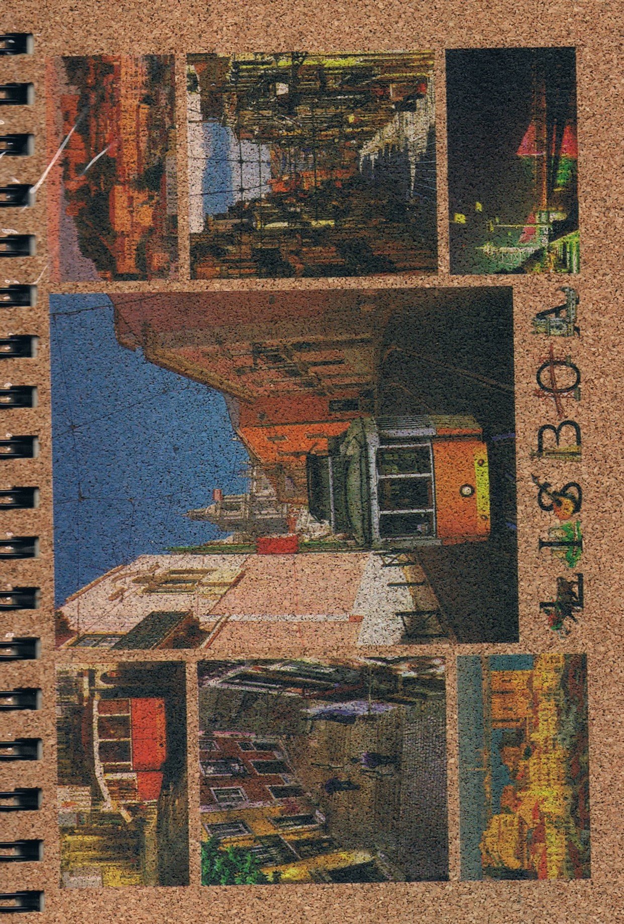Lisbon Landmarks Photo Collage Cork-Cover Spiral Notepad