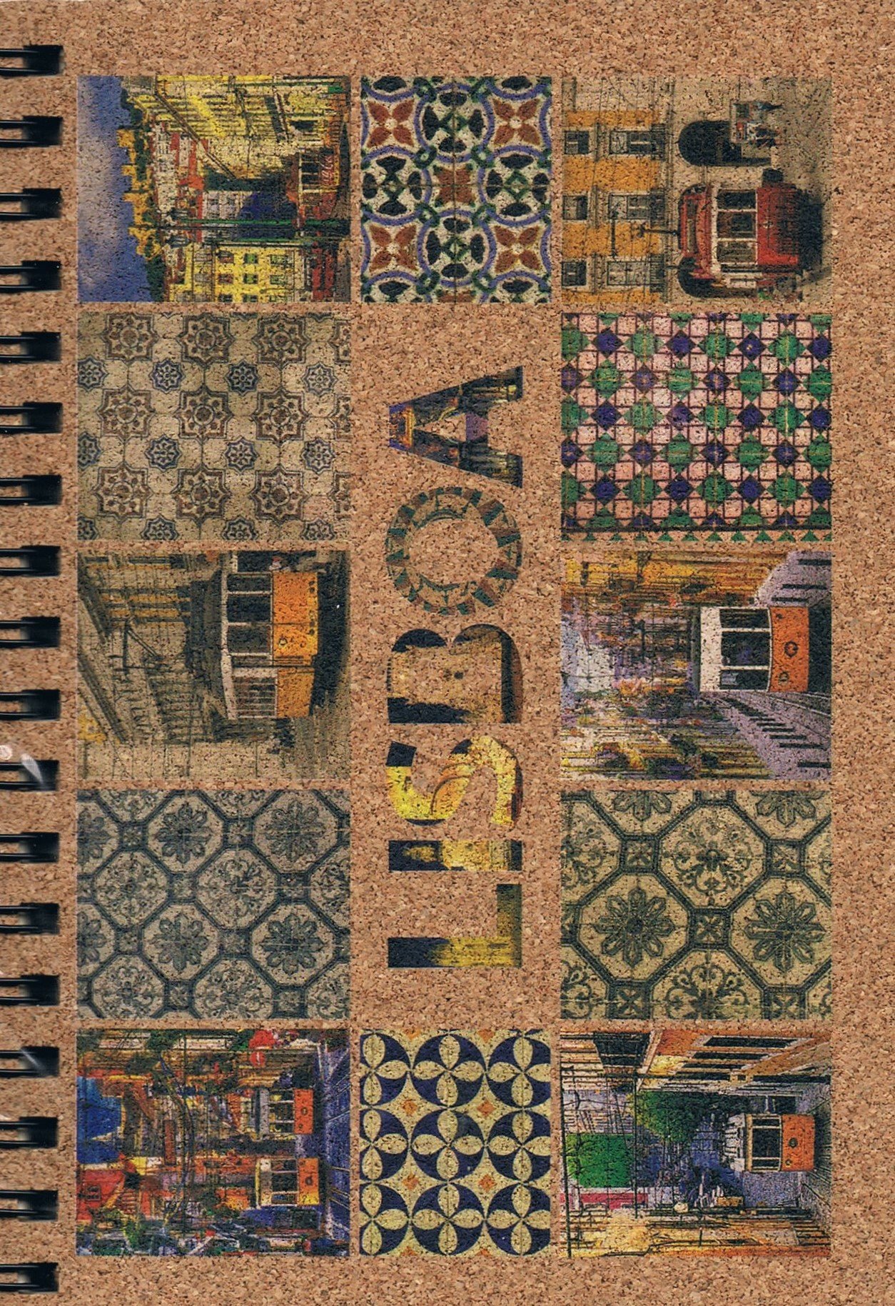 Lisboa Azulejo Mosaic & Street Scenes Cork-Cover Spiral Notepad