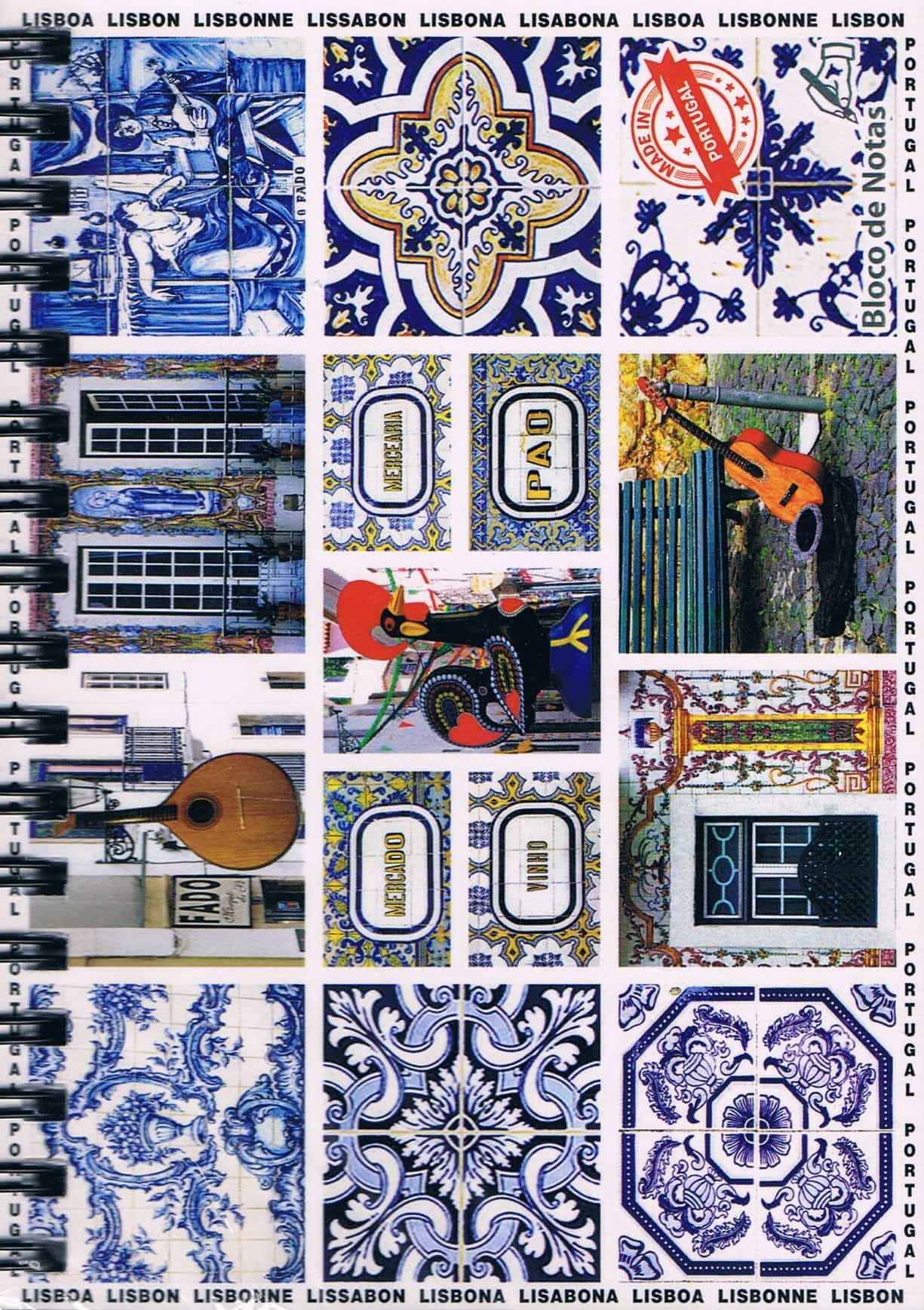 Lisboa Azulejos & Landmarks Collage Premium Spiral Notepad