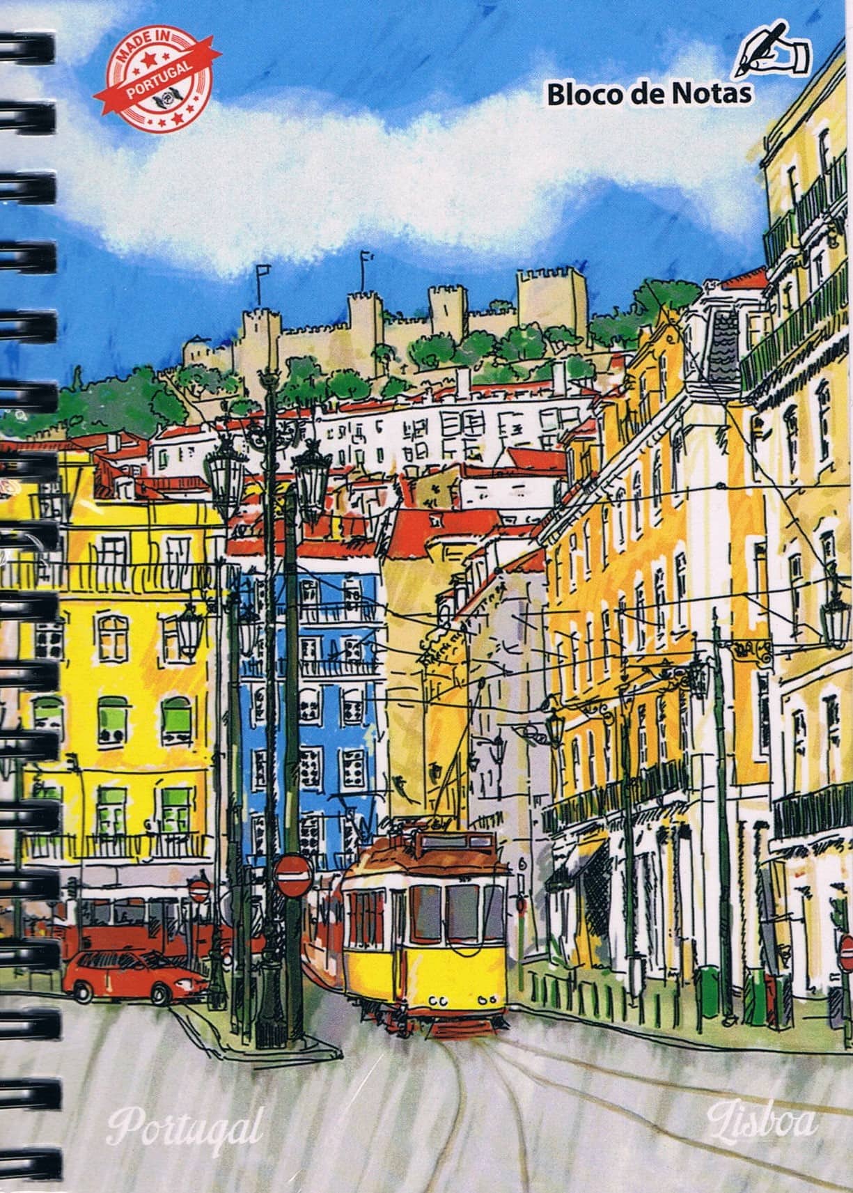 Lisbon Rossio Trams & Castle Premium Spiral Notepad
