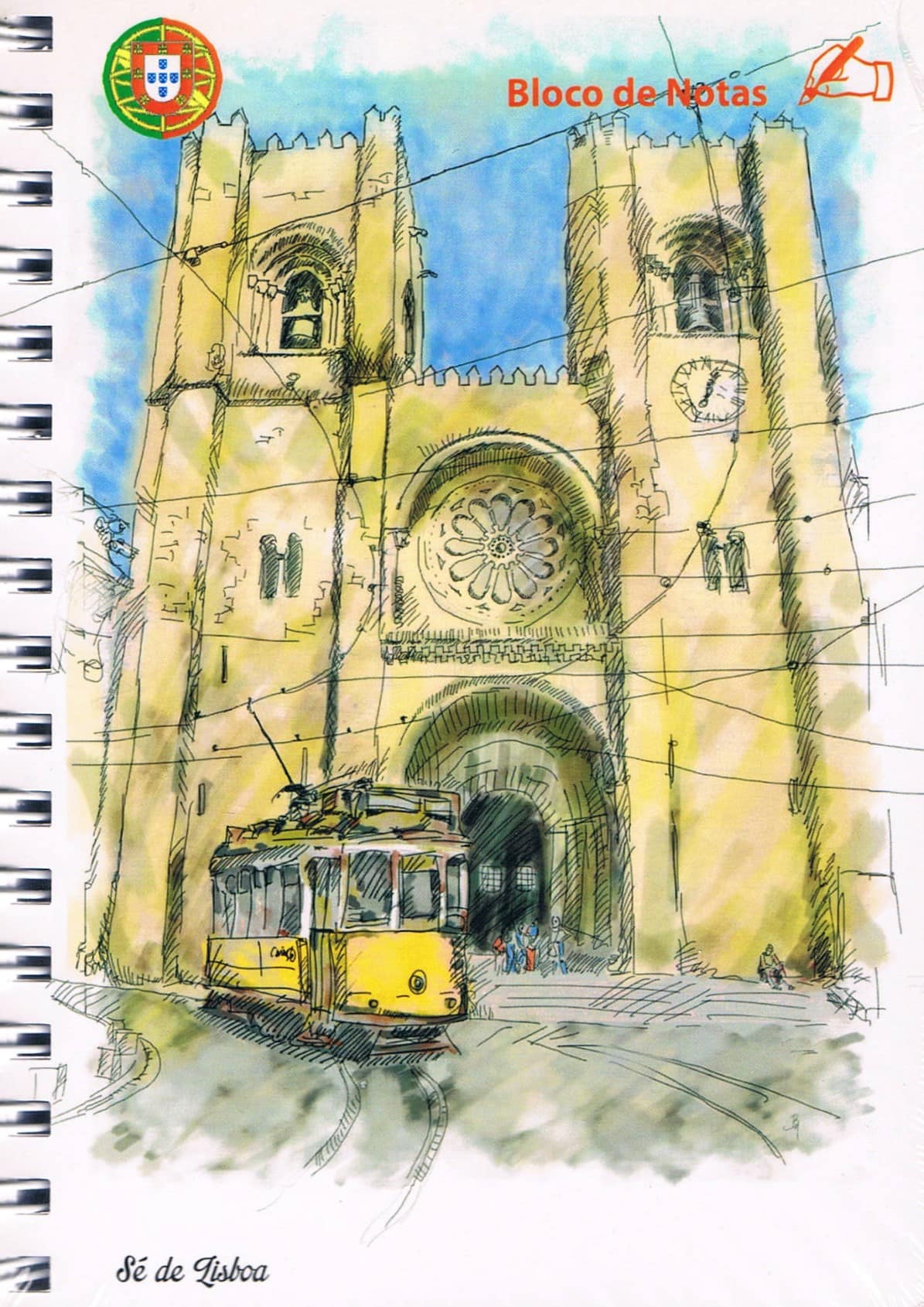 Lisbon Cathedral & Yellow Tram Premium Spiral Notepad