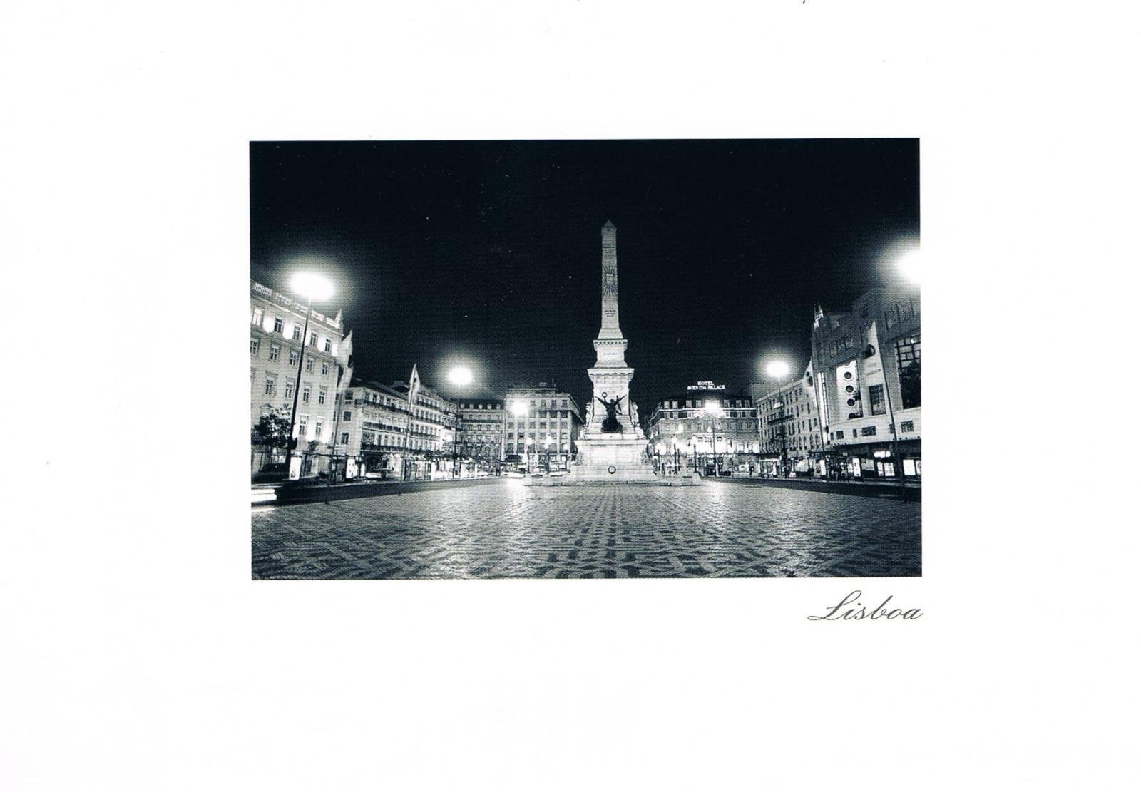 Restauradores Square Lisbon Illuminated at Night Premium Postcard