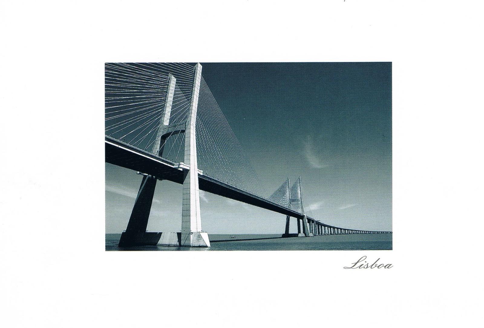Vasco da Gama Bridge Lisbon Monochrome Premium Postcard