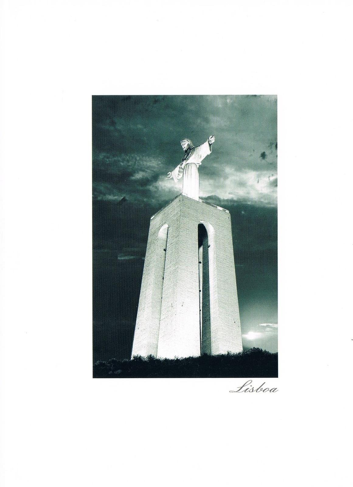 Cristo Rei Monument Almada Black and White Premium Postcard