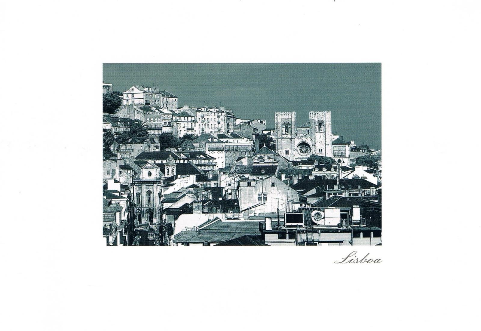 Lisbon Cathedral and Old City Rooftops Panorama Premium Postcard