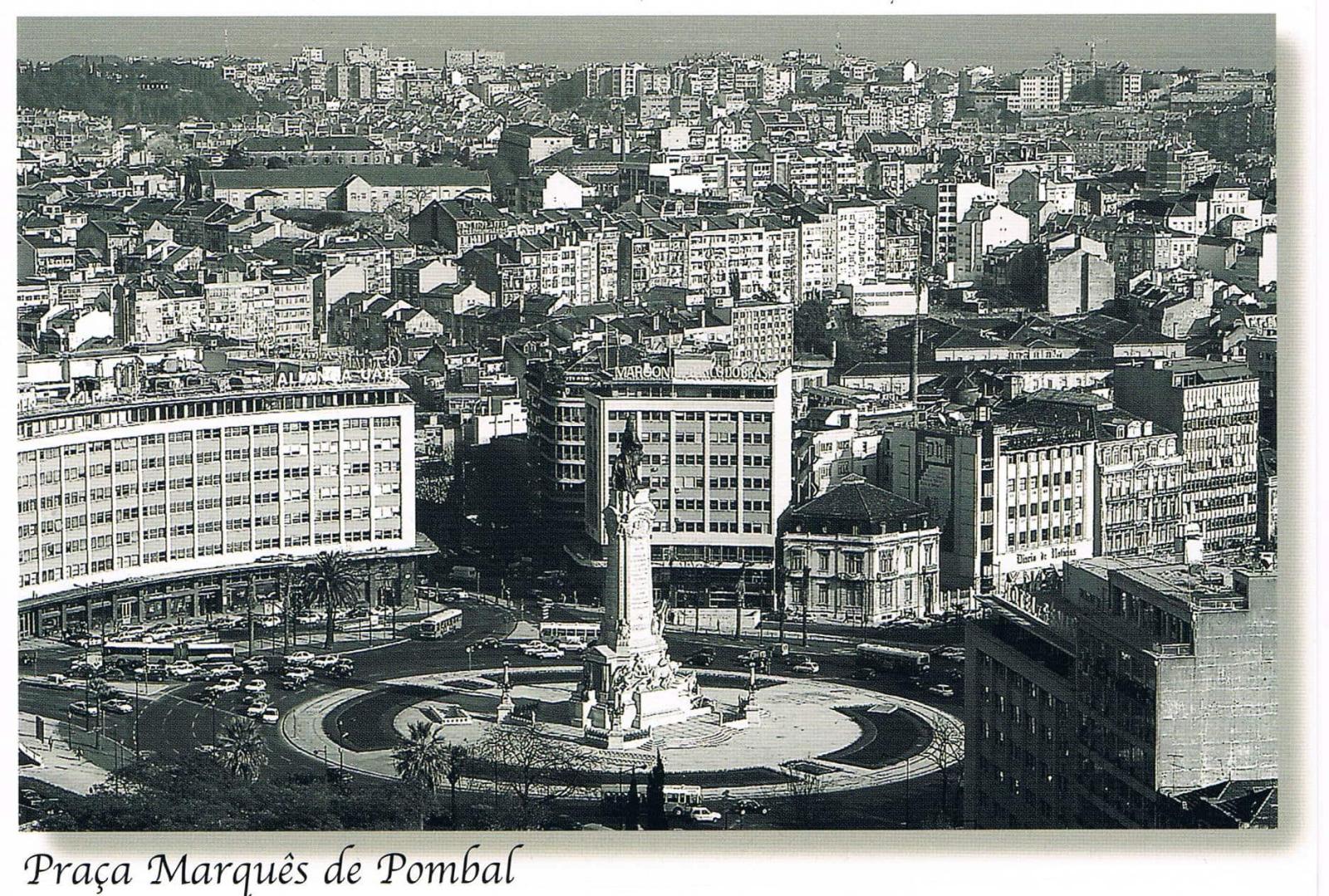Marquês de Pombal Square Lisbon Aerial Monochrome Premium Postcard
