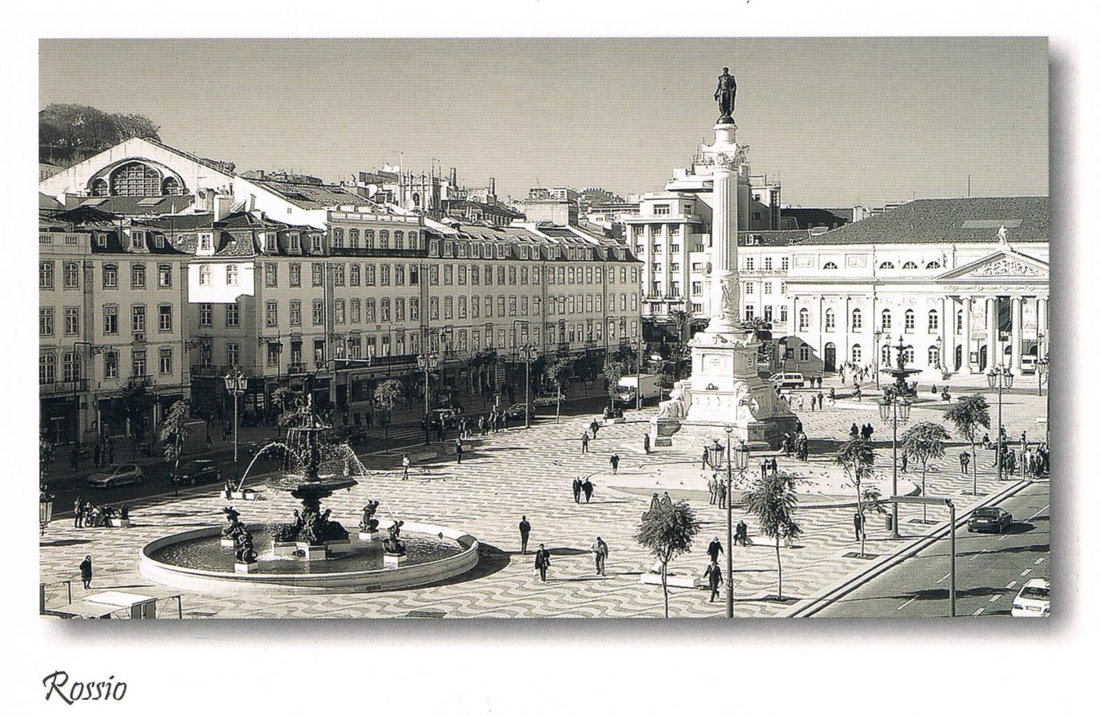 Rossio Square and Dom Pedro IV Monument Lisbon Premium Postcard