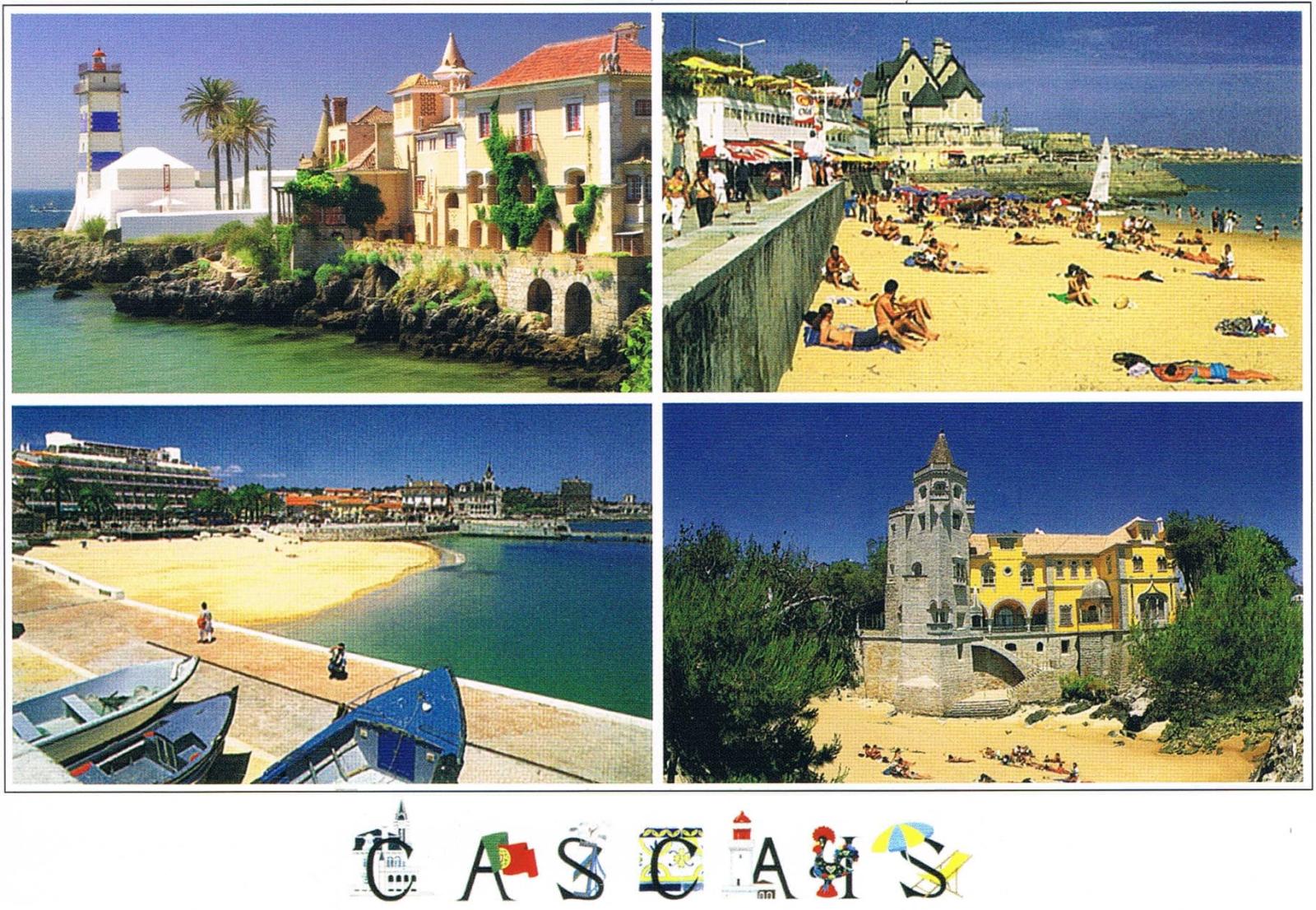 Cascais Santa Marta Lighthouse and Beaches Four-View Premium Postcard