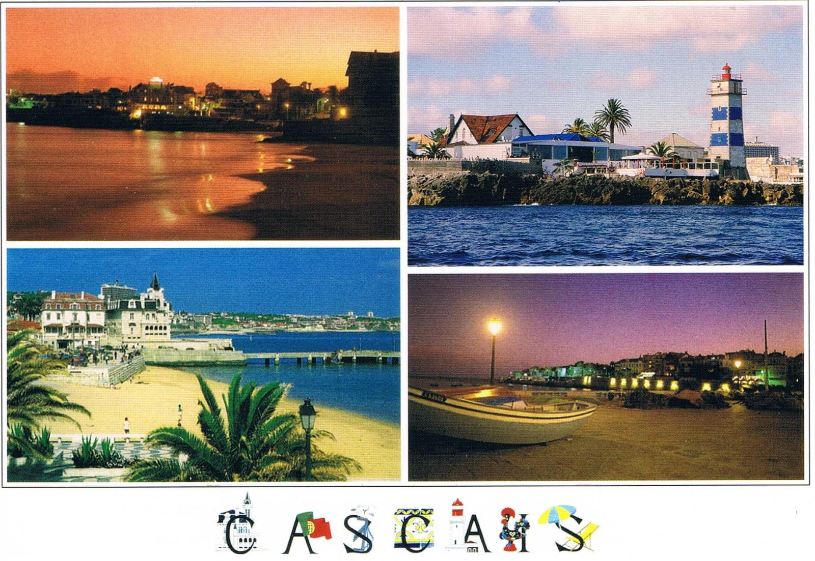 Cascais Lighthouse Beaches and Bay Four-View Premium Postcard