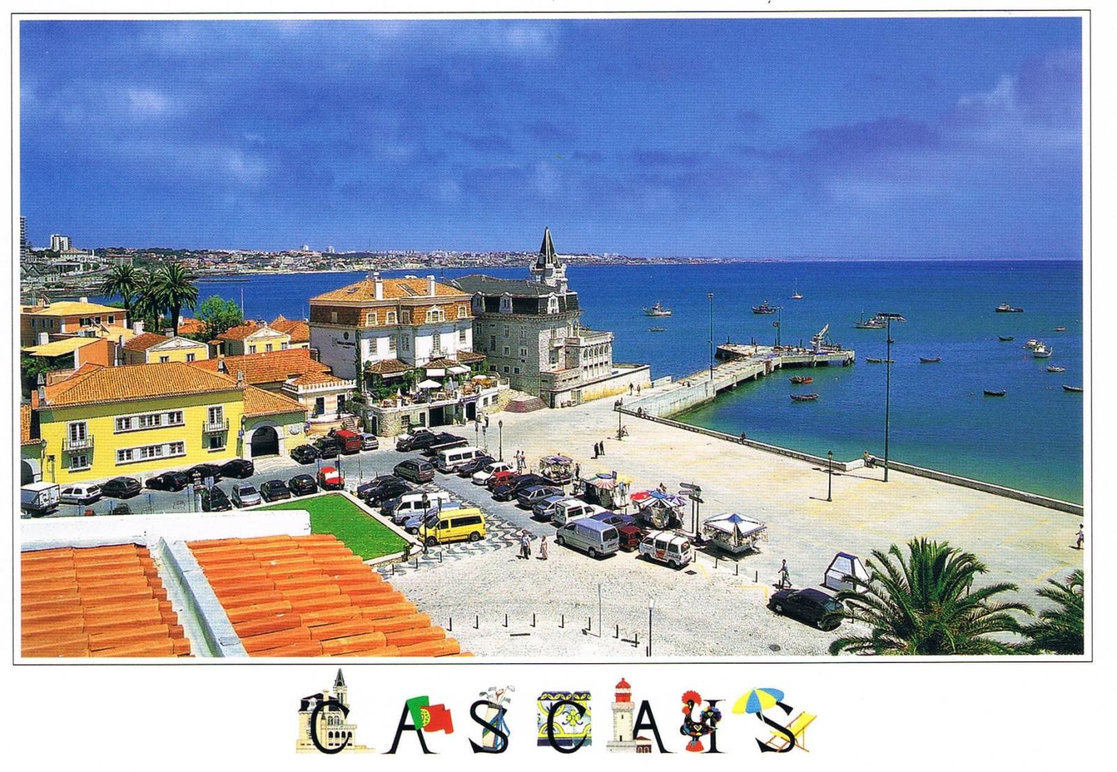 Cascais Praia da Ribeira and Waterfront Panorama Premium Postcard