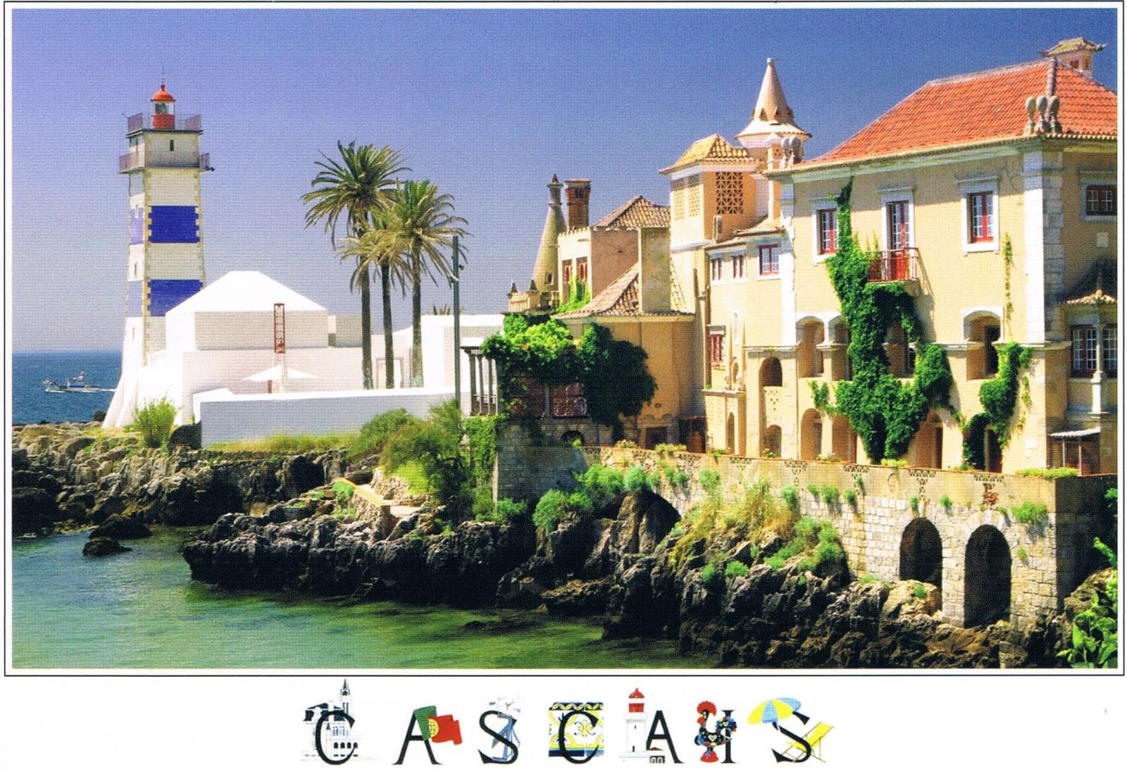 Santa Marta Lighthouse and Waterfront Buildings Cascais Premium Postcard