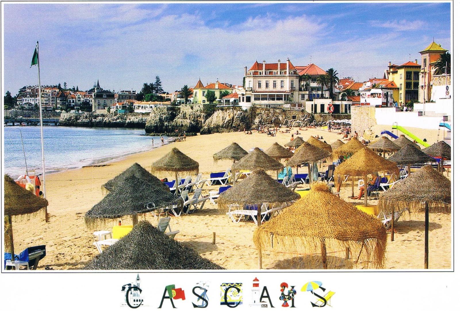 Praia da Duquesa Cascais Beach Parasols Premium Postcard