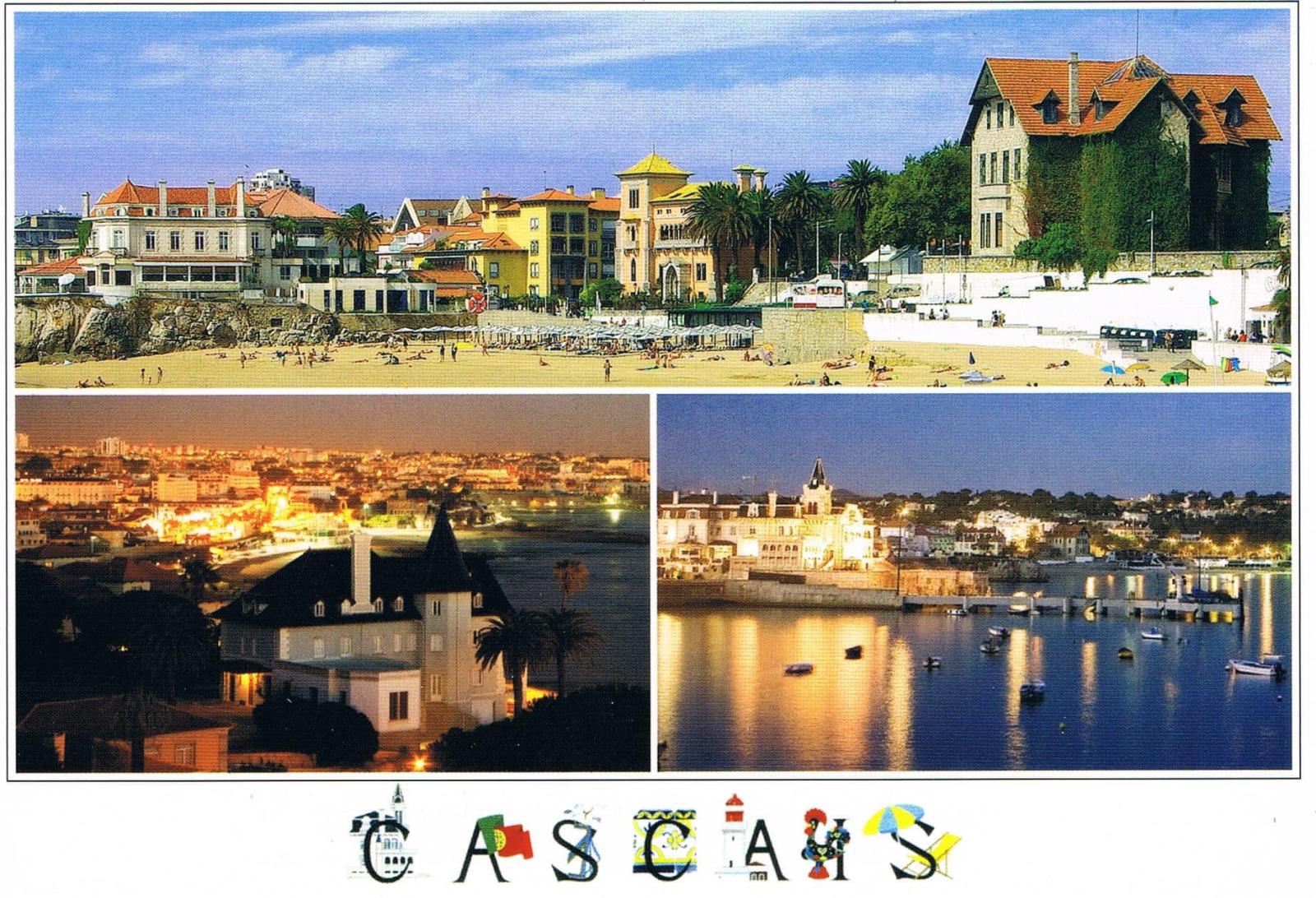 Cascais Beach Marina and Night Views Three-View Premium Postcard