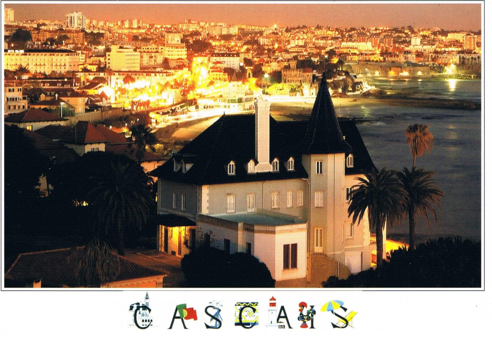Cascais Bay Illuminated Town Panorama Premium Postcard