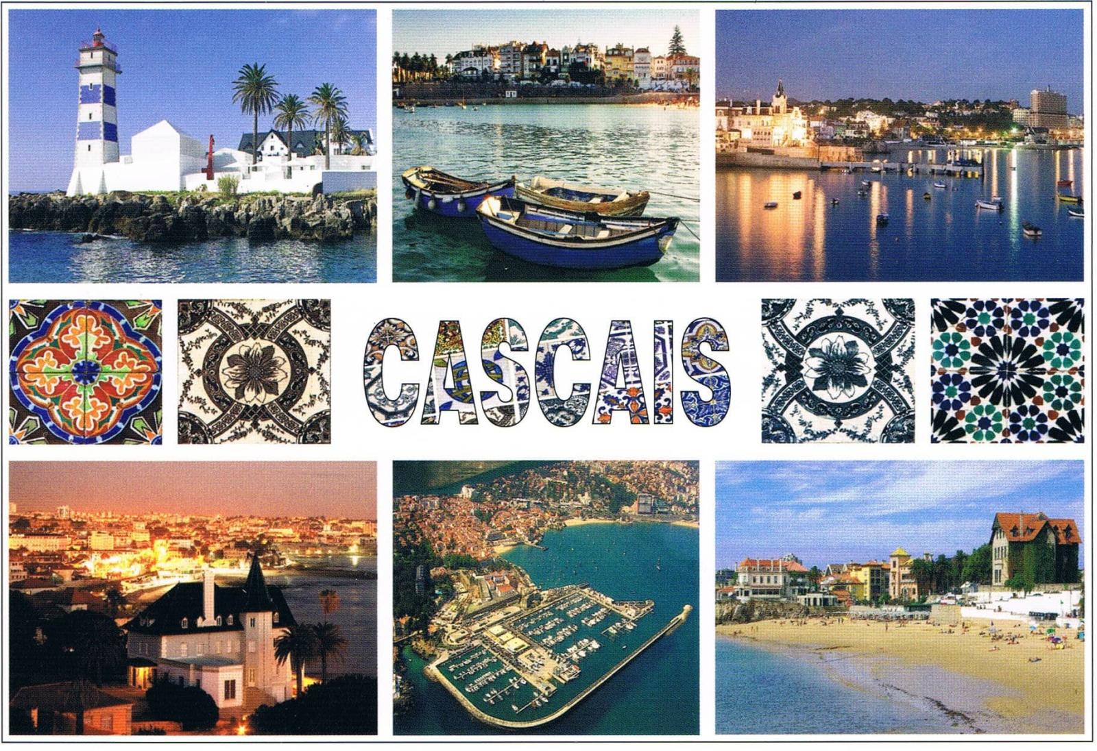 Cascais Lighthouse Marina and Night Views Souvenir Premium Postcard