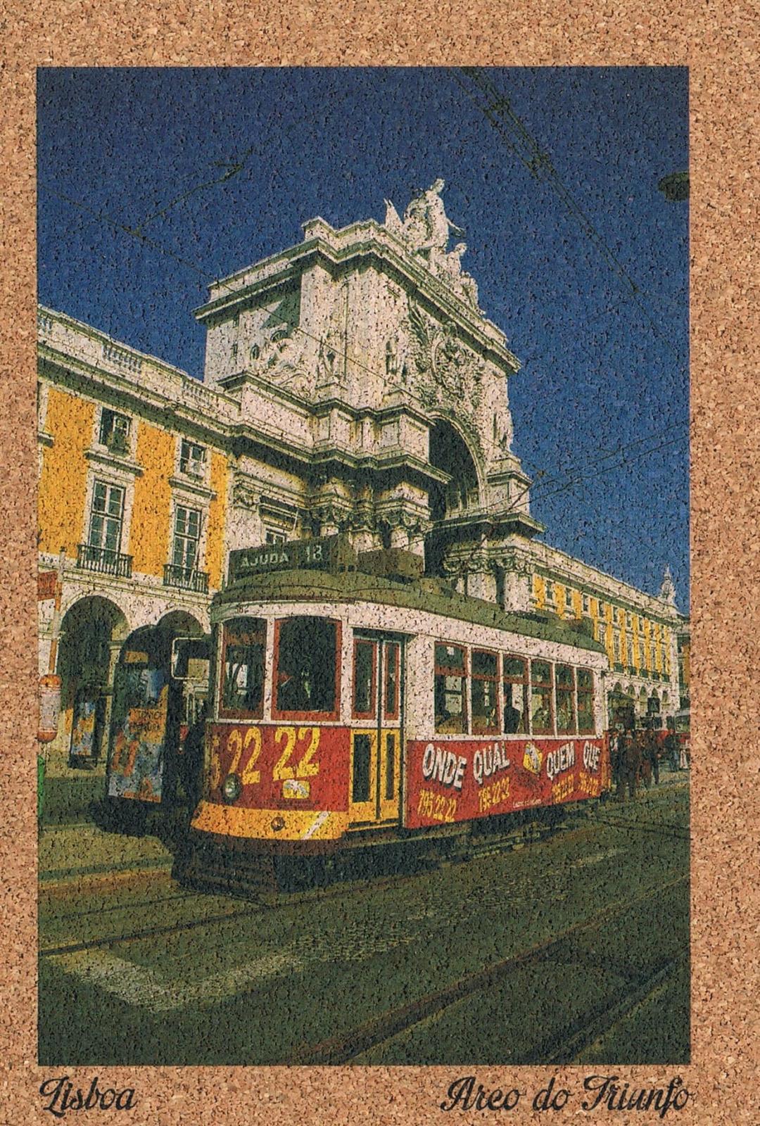 Lisbon Tram 22 at Rua Augusta Arch Cork Postcard