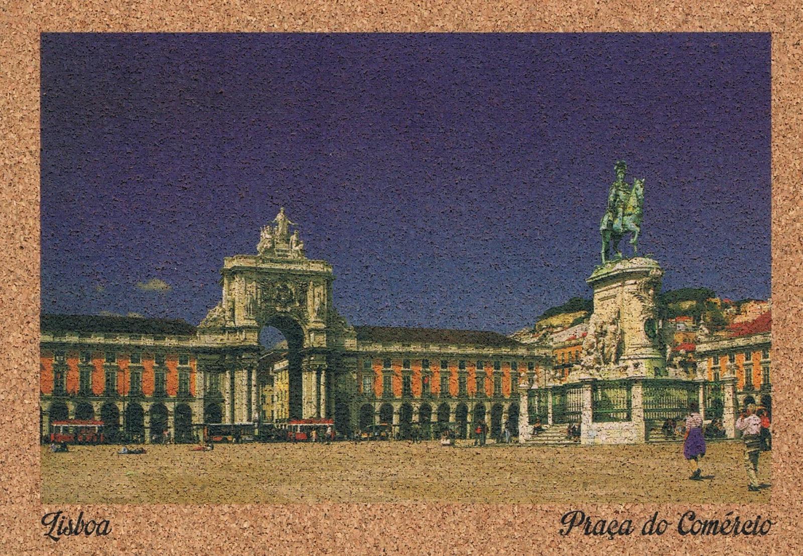 Praça do Comércio and Rua Augusta Arch Lisbon Cork Postcard