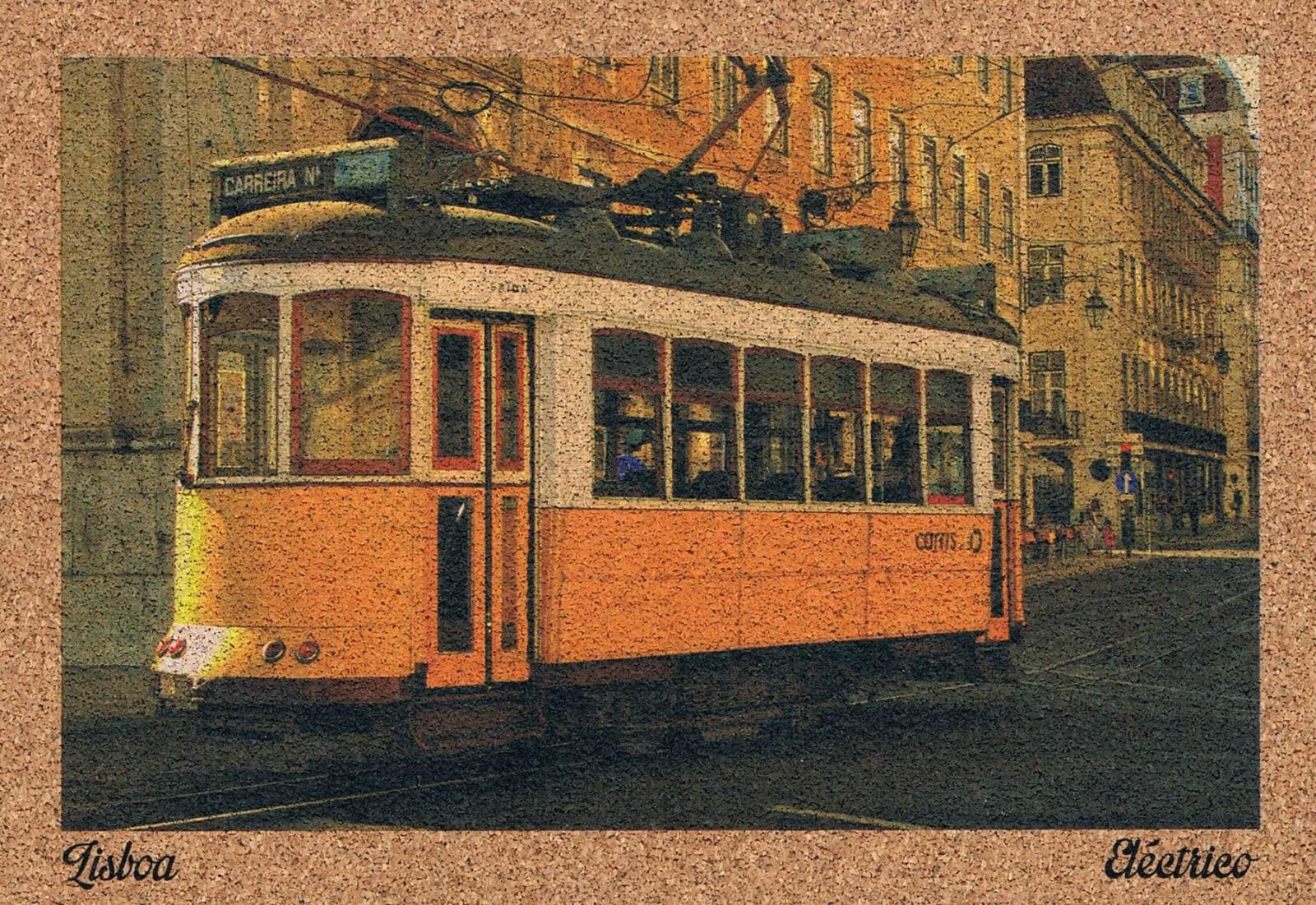 Classic Lisbon Tram in Carreira V Street View Cork Postcard