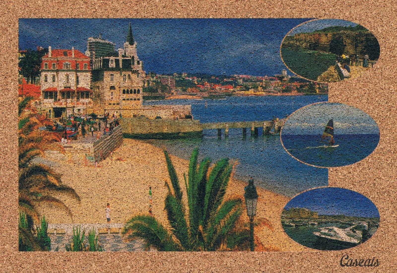 Cascais Bay, Beach and Marina Photo Collage Cork Postcard