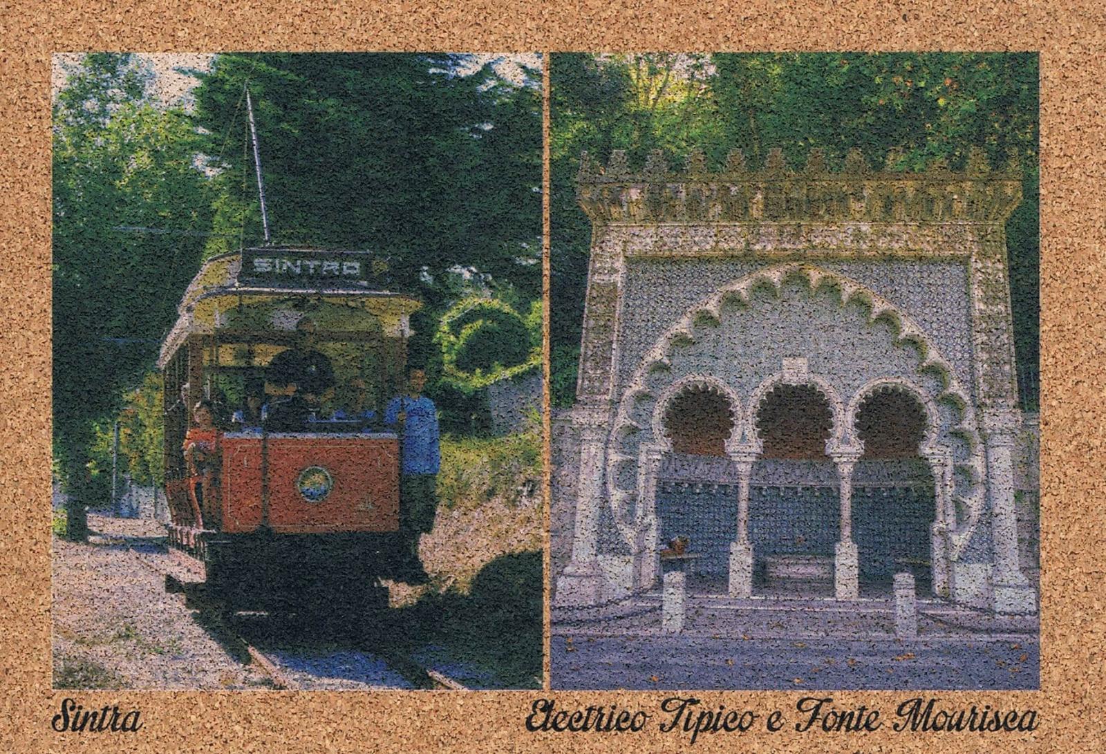 Sintra Historic Tram and Fonte Mourisca Cork Postcard