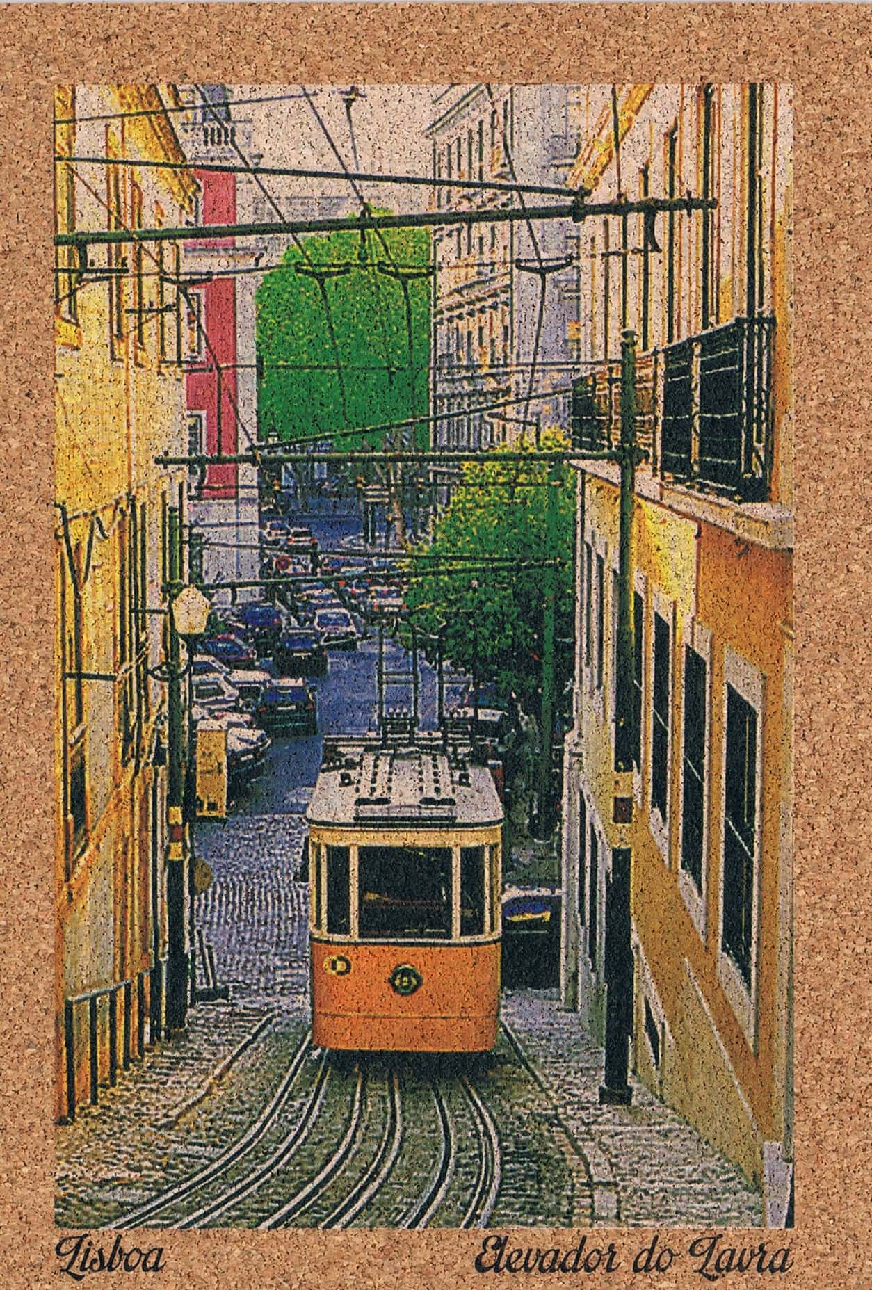 Ascensor do Lavra on Lisbon's Cobbled Street Cork Postcard