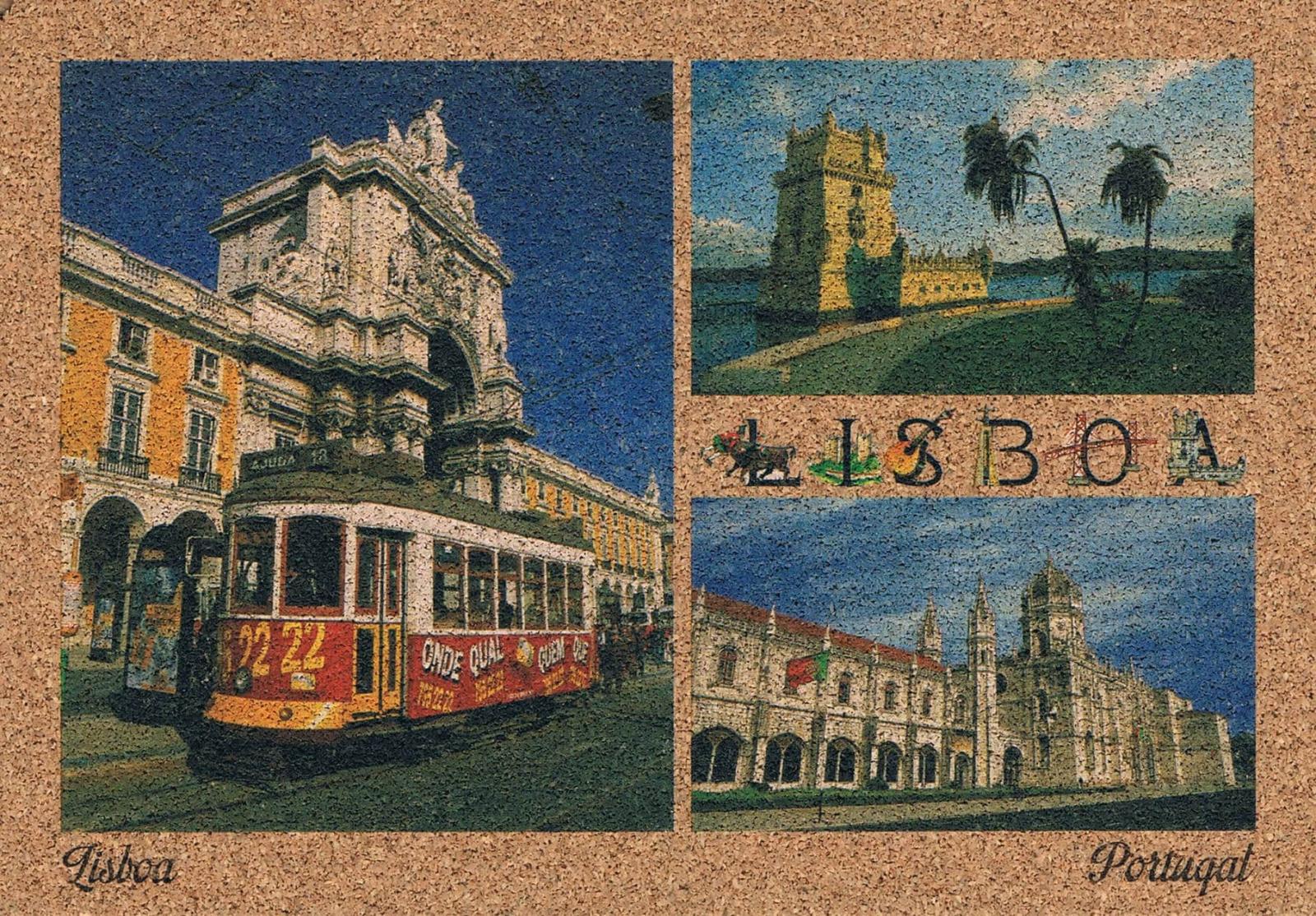 Lisbon Number 22 Tram, Belém Tower and Jerónimos Cork Postcard