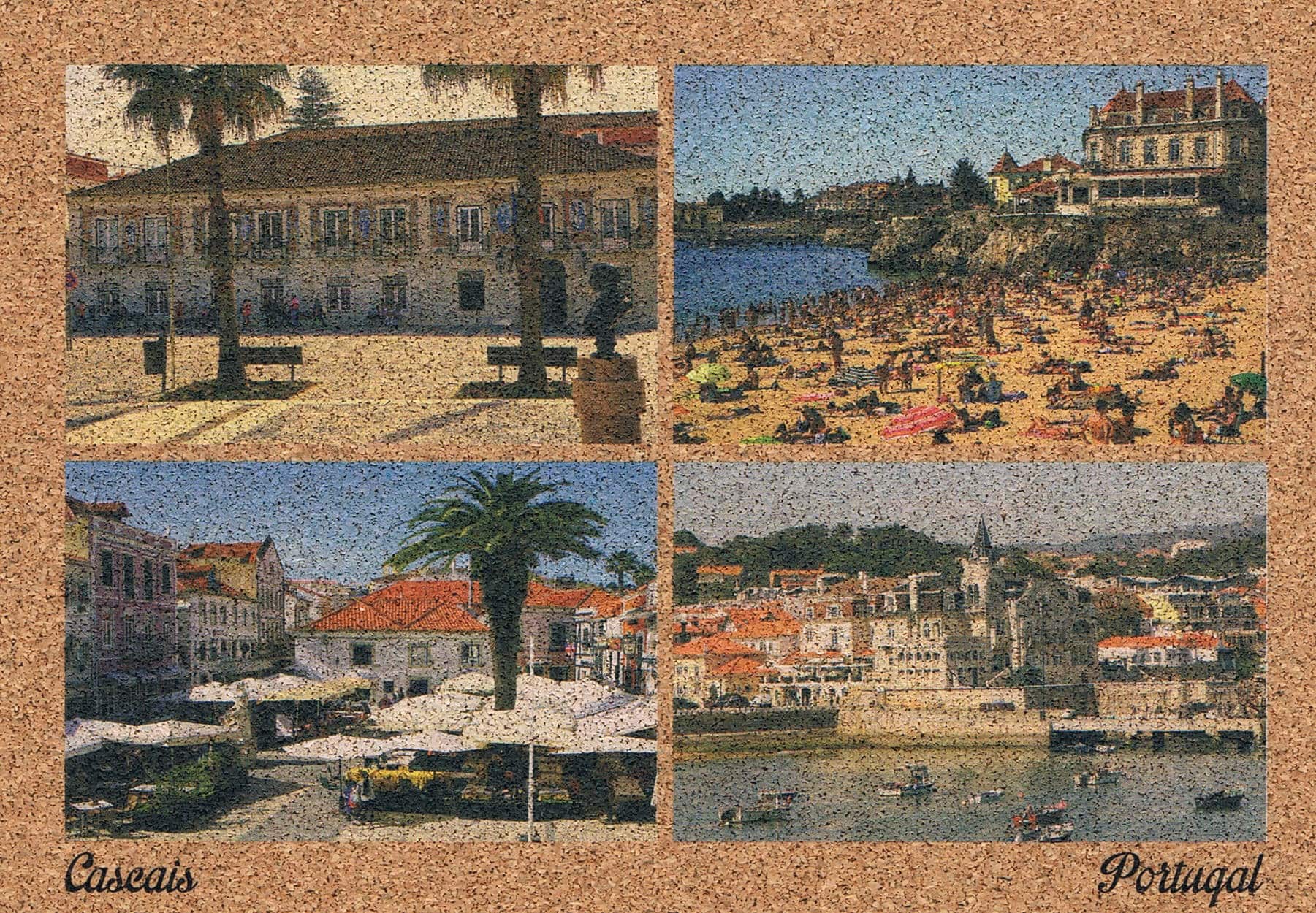 Cascais Beach, Town Square and Bay Cork Postcard
