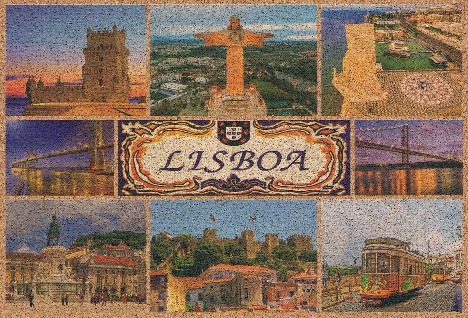 Lisbon Belém Tower, Cristo Rei and Bridges Cork Postcard
