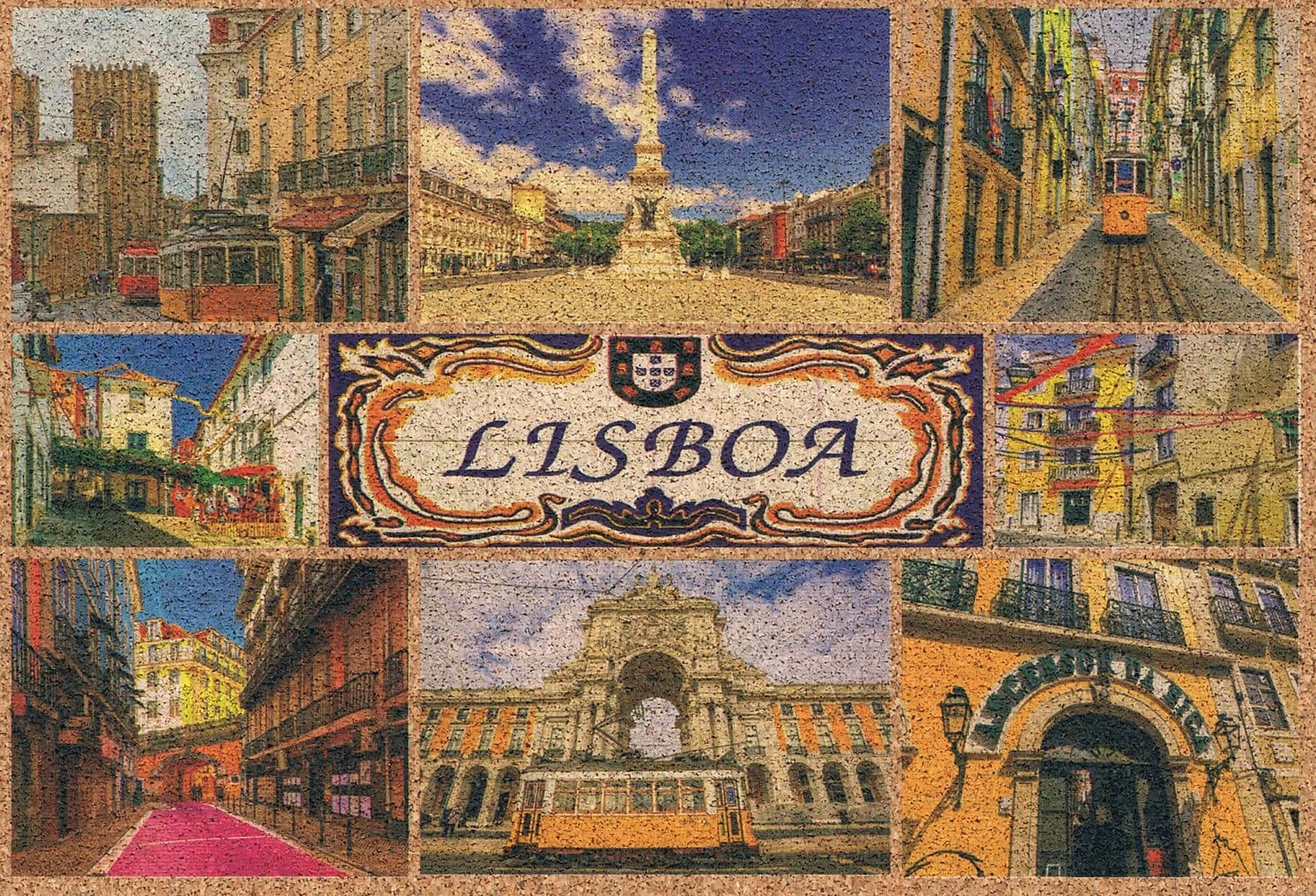 Lisbon Cathedral, Squares and Tram Streets Cork Postcard