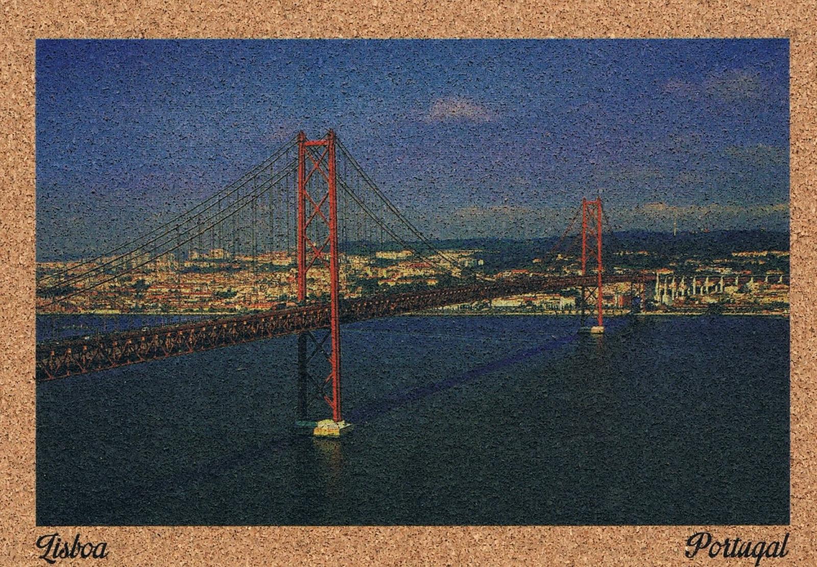 25 de Abril Bridge over the Tagus Cork Postcard